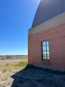 Outside one of the main gallery spaces of the Chinati Foundation in Marfa, TX