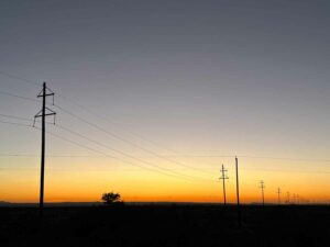 Telephone poles at sunset from the Marfa Lights Viewing Platform